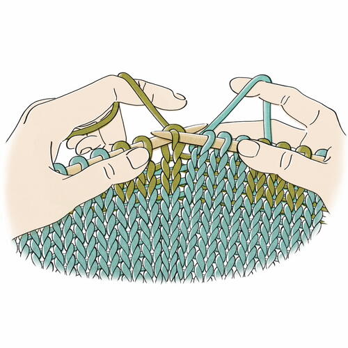 Yarn In Both Hands Step Two